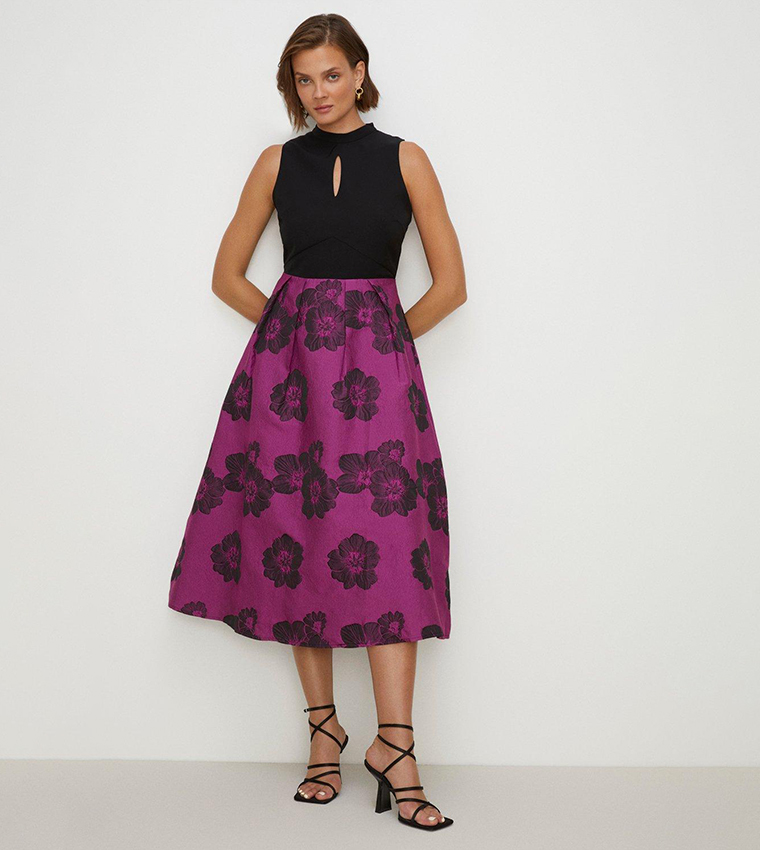 Buy Oasis High Neck Jacquard Skirt Midi Dress In Black 6thStreet