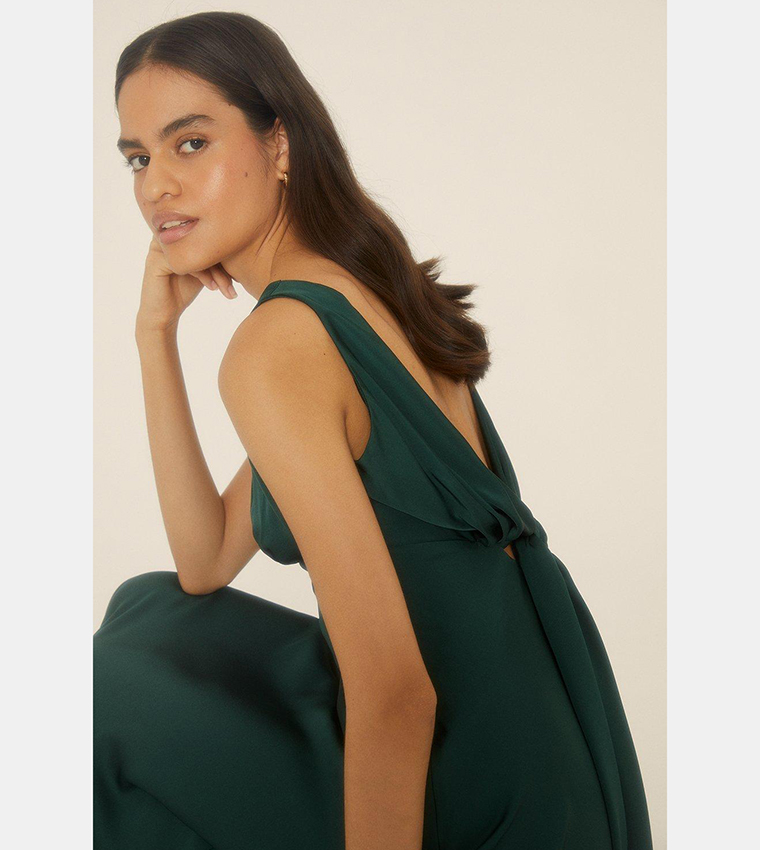 oasis emerald green dress Emerald Oasis Angel Sleeve Satin Bridesmaid Midi Dress