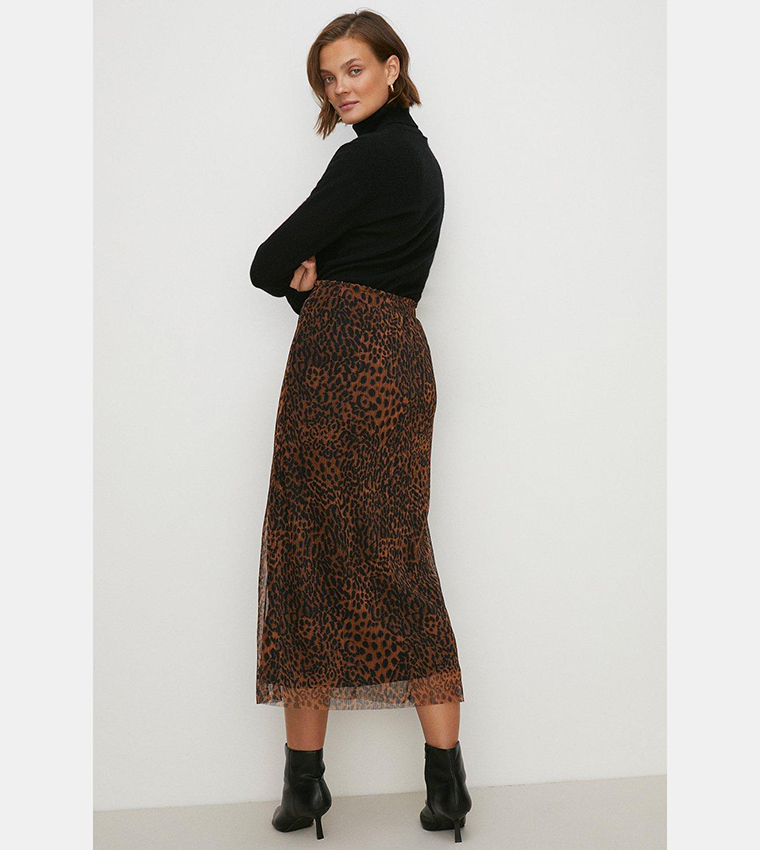 Buy Oasis Leopard Plisse Midi Skirt In Multiple Colors 6thStreet Oman