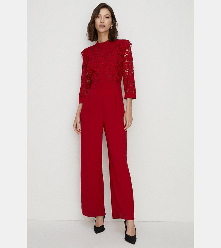 Lace best sale ruffle jumpsuit