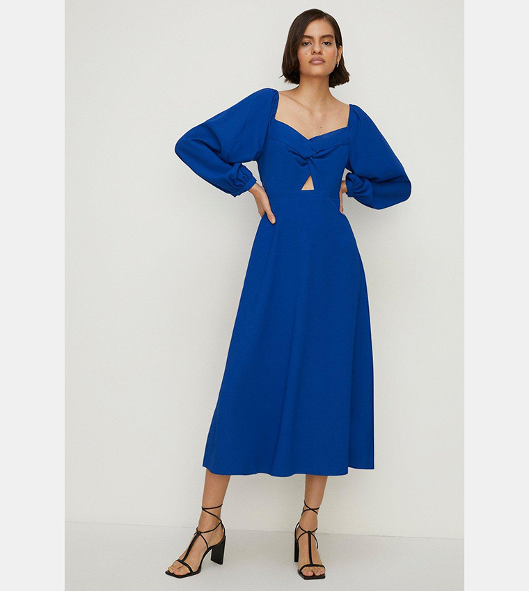 Dresses, Twist Front Bardot Crepe Midi Dress