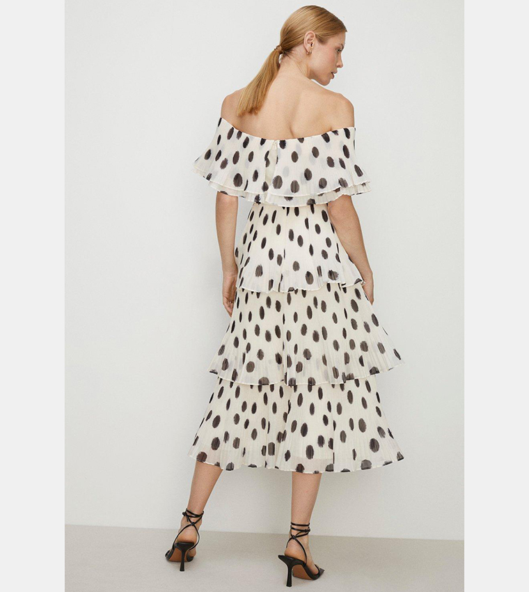 Oasis tiered midi dress in sale polka dot