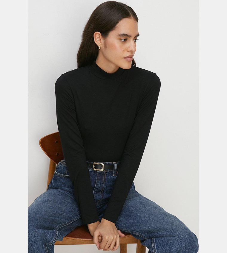 Buy Oasis Jersey Funnel Neck Long Sleeves Top In Black 6thStreet