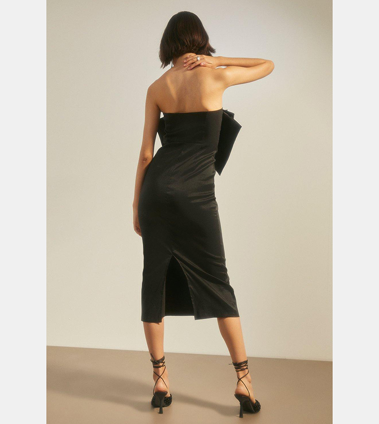 Buy Oasis Strappy Extreme Bow Column Midi Dress In Black