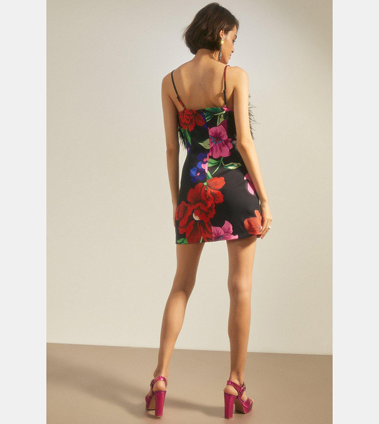 Buy Oasis Floral Feather Strappy Mini Dress In Black 6thStreet Qatar