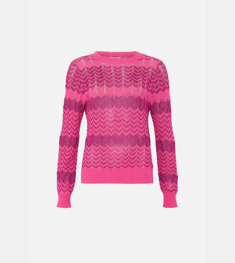 Buy Oasis Sparkle Zig Zag Knit Sweater In Pink 6thStreet Oman