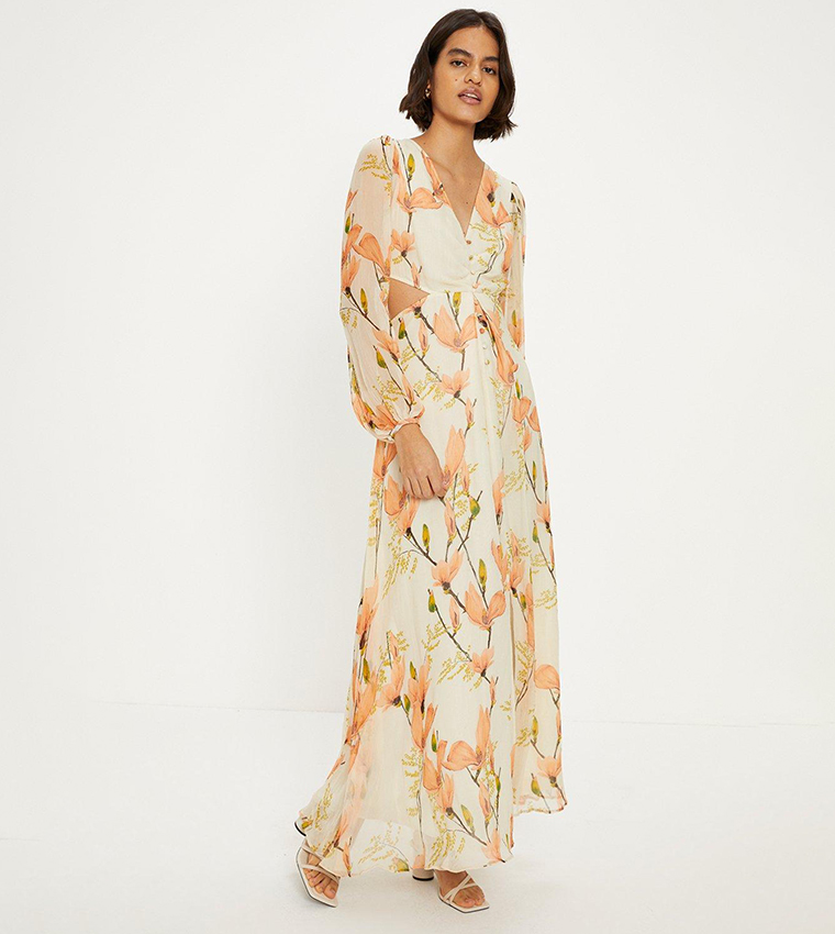 Oasis orange floral outlet dress