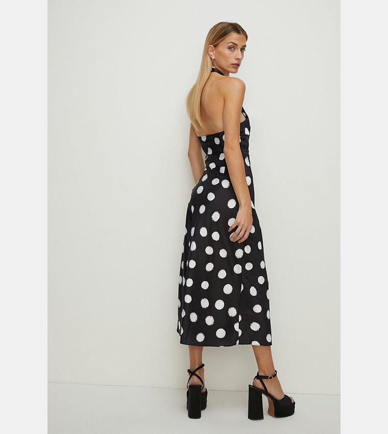 Canary Islands Halterneck Midi Dress Black