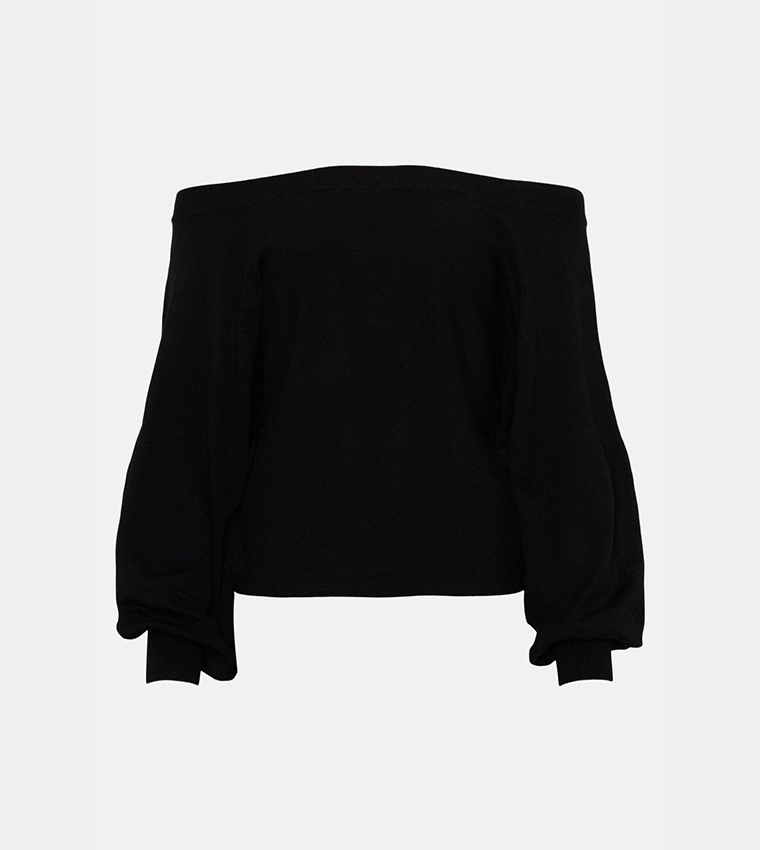 Buy Oasis Slash Neck Slouchy Sweater In Black | 6thStreet UAE