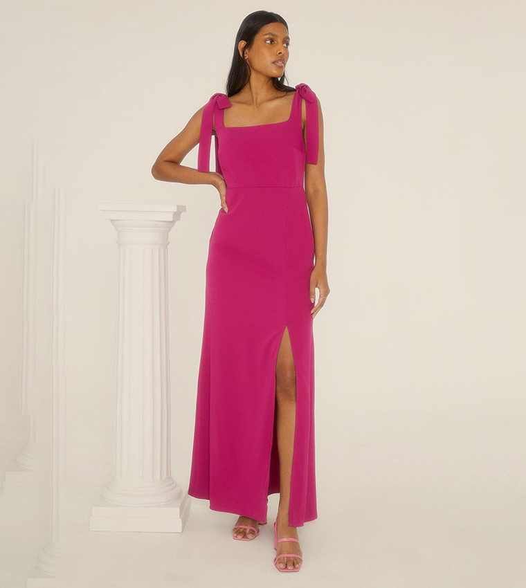 Buy Oasis Premium Crepe Tie Shoulder Midi Dress In Pink 6thStreet Oman