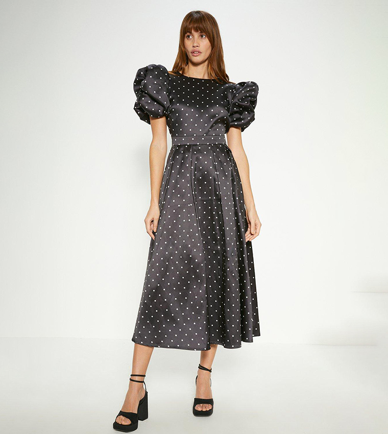 Ruffle Midi Oasis Polka Dot Dress Buy Oasis Satin Twill Puff
