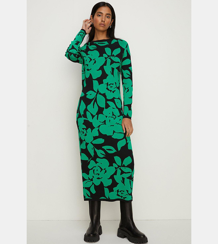 Oasis spot high neck dress discount multi green