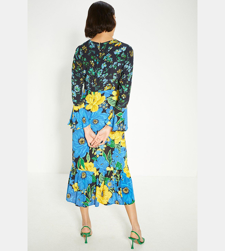 Buy Oasis Patch Print Bold Floral Midi Dress In Multiple Colors