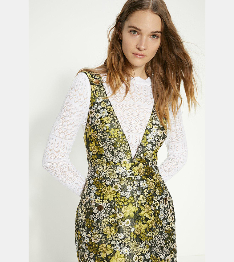 Buy Oasis Floral Jacquard Cross Back Pinafore Dress In Multiple Colors 6thStreet Oman