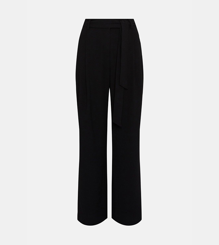 Buy Oasis Belted Wide Leg Trousers In Black | 6thStreet Qatar