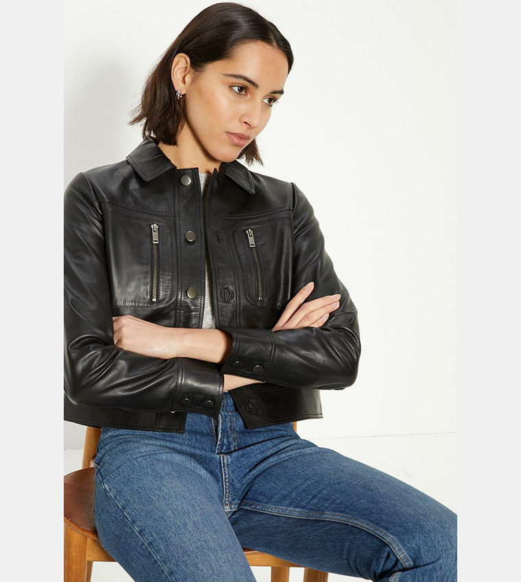 Oasis leather shop look biker jacket