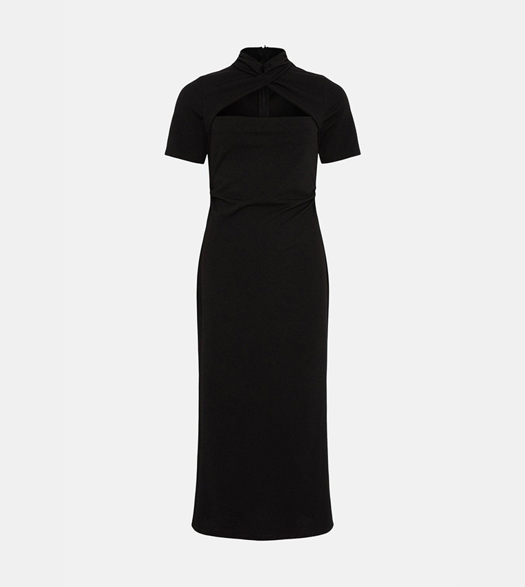 Buy Oasis Scuba Crepe Cut Out Neck Dress In Black | 6thStreet Qatar