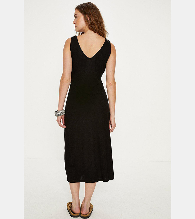 knee length dresses for ladies Create Your Signature Look with Layered V Neck Button Midi Dress Oasis main image 1