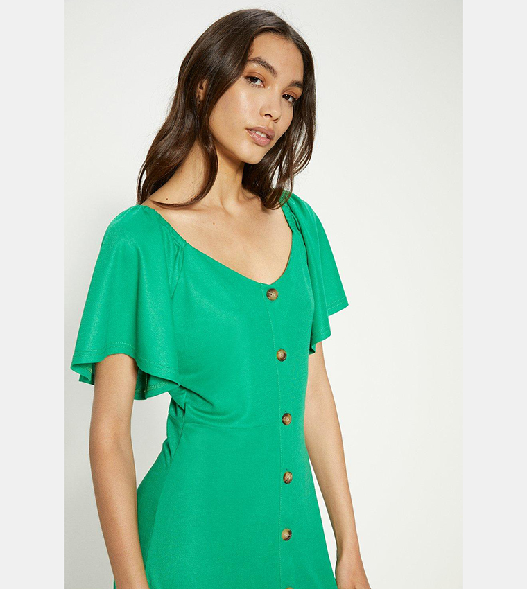 oasis button through midi dress Olive Oasis Velvet Lace Trim Button Through Midi Dress
