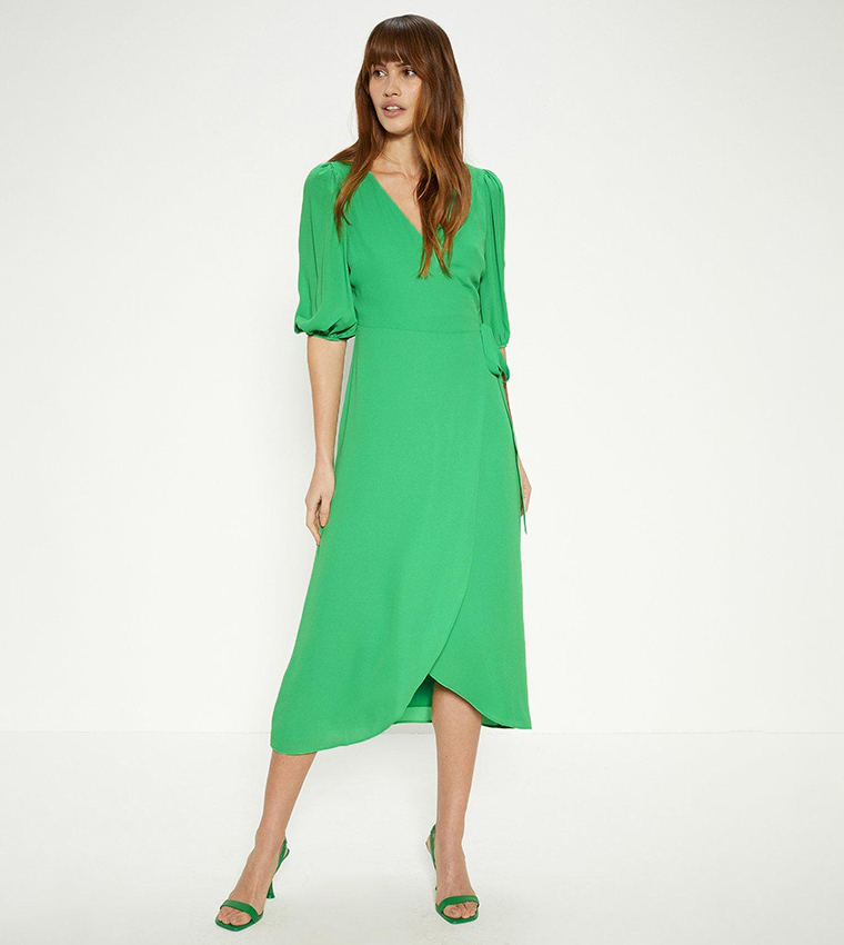 Short Sleeves Midi Wrap Dress