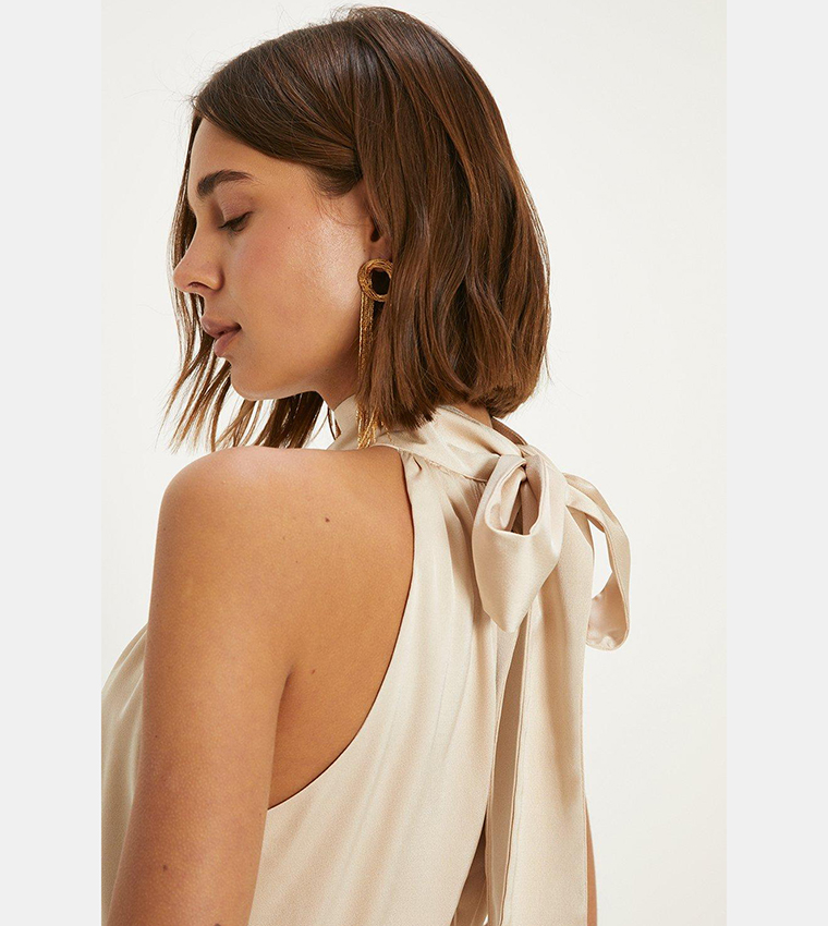 Satin Halterneck Midi Dress