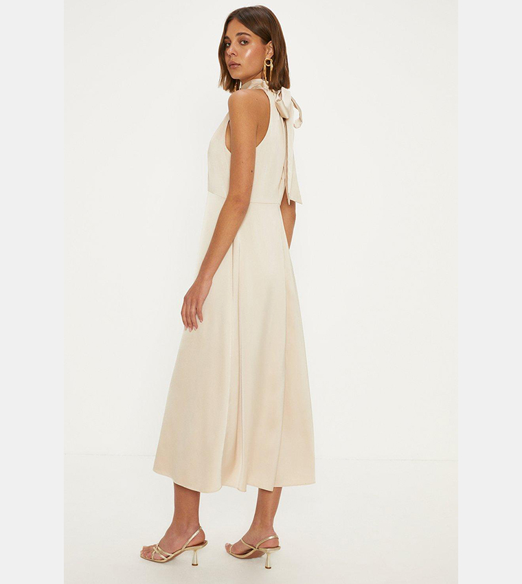 Satin Halterneck Midi Dress
