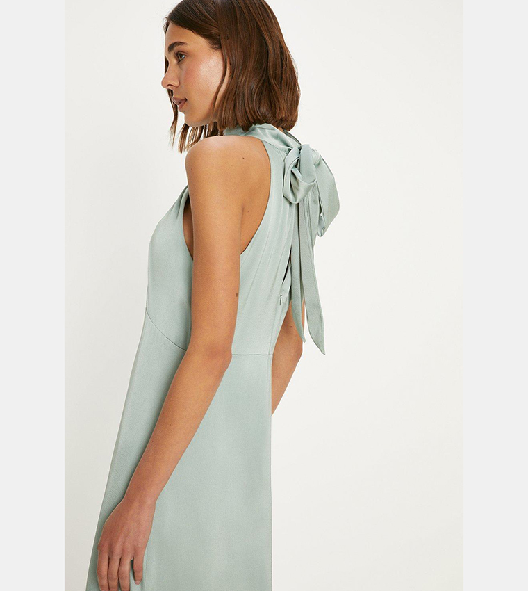 Satin Halterneck Midi Dress