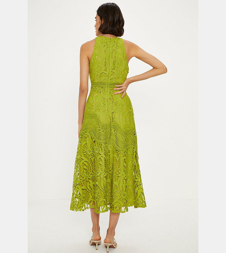 Buy Oasis Premium Floral Lace Halter Midi Dress In Green 6thStreet Kuwait