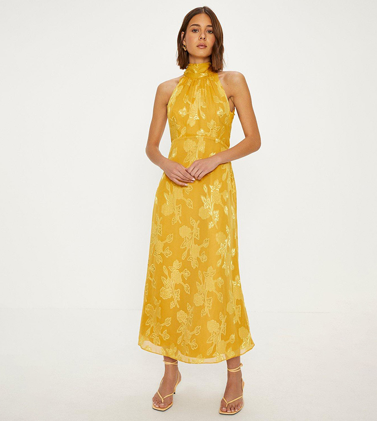 Oasis yellow outlet floral dress