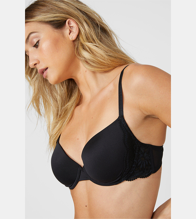 Buy Oasis Smooth Lace T Shirt Bra In Black