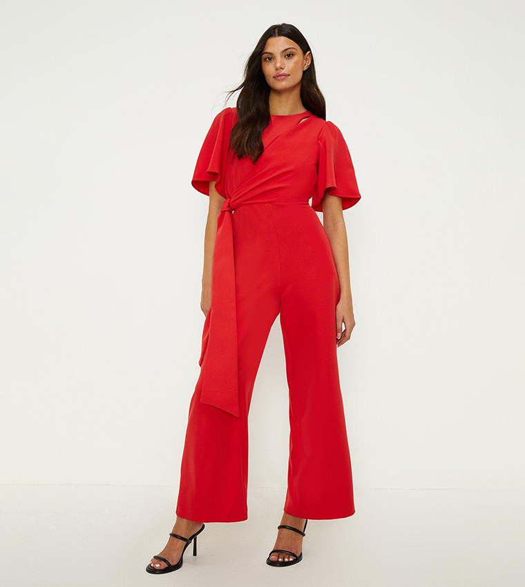 Buy Oasis Crepe Wrap Side Jumpsuit In Red 6thStreet Qatar