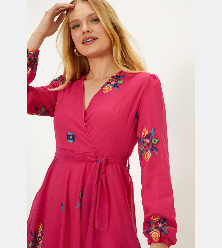 Oasis ruffle 2024 wrap dress