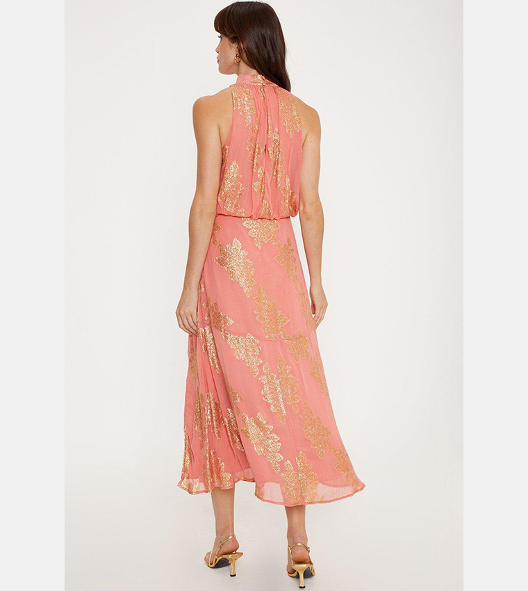 Fire Of Stars Halterneck Midi Dress Pink main image 1