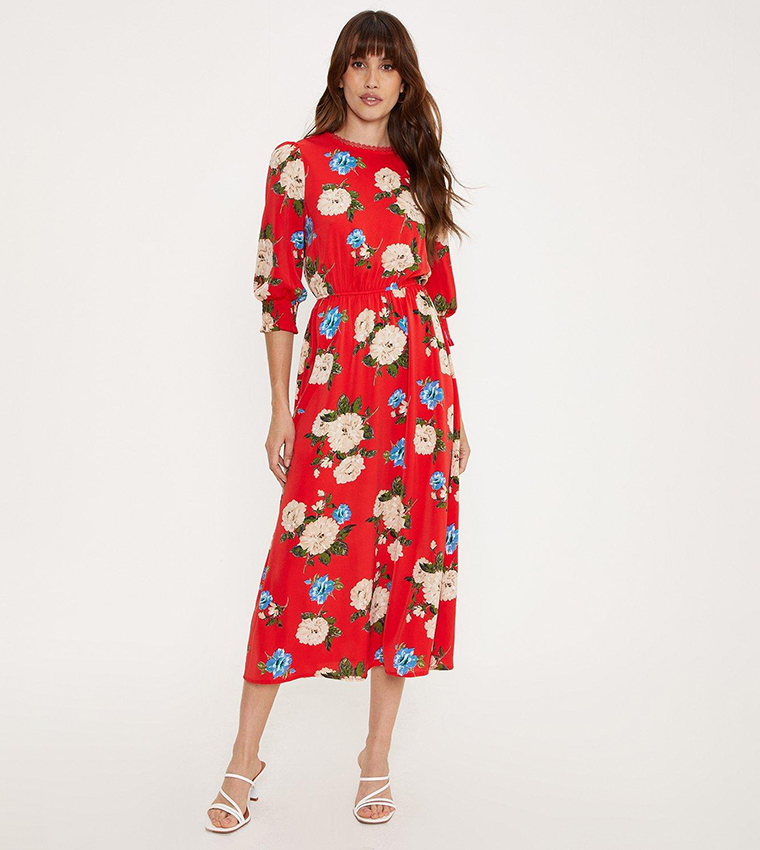 Floral Asos Casual Midi Dress ASOS Maxi Tea Dress With Cut Out