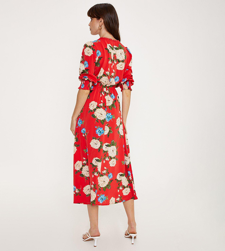 Buy Oasis Floral Lace Trim Detail Midi Dress In Red 6thStreet Qatar