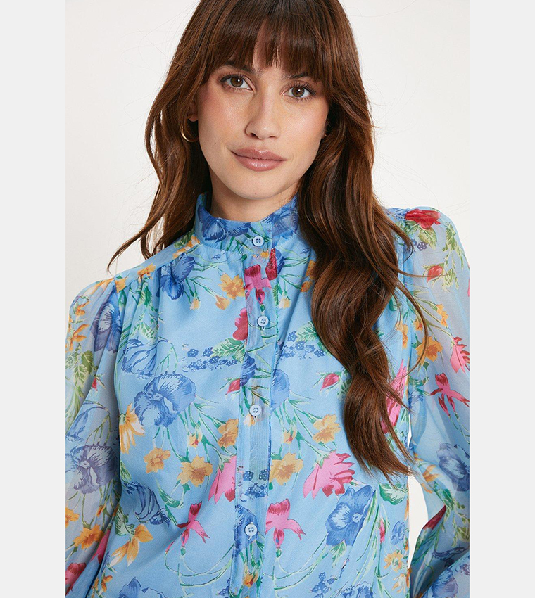 Buy Oasis Blue Floral Organza Shirt In Blue | 6thStreet Saudi Arabia