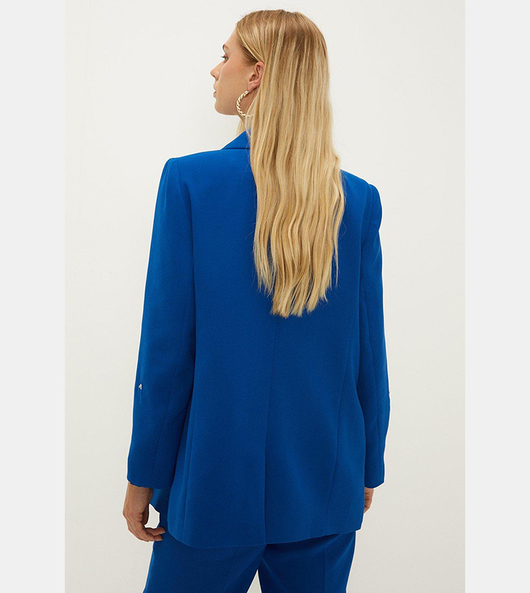 Buy Oasis Roll Sleeves Tab Detail Tailored Blazer In Blue | 6thStreet UAE