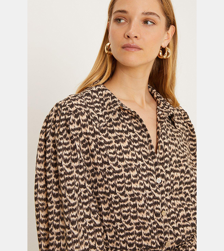 Buy Oasis Animal Print Tie Midi Shirt Dress In Black 6thStreet Bahrain