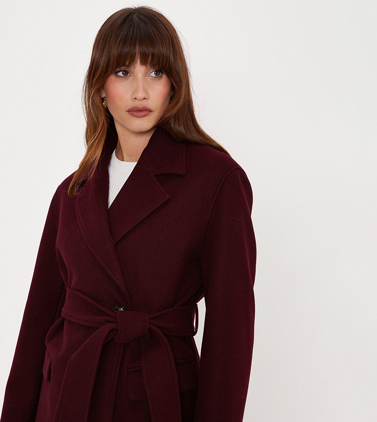 Buy Oasis Double Breasted Midi Wrap Coat In Red 6thStreet Kuwait