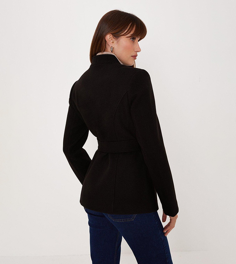 Buy Oasis Belted Button Through Short Wrap Coat In Black 6thStreet Bahrain