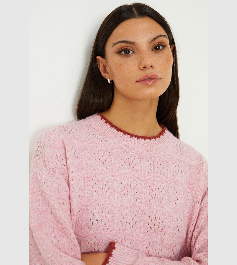 Buy Oasis Wool Mix Pretty Point Elle Sweater In Pink 6thStreet Oman