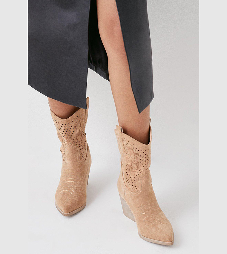 cut out western ankle boots