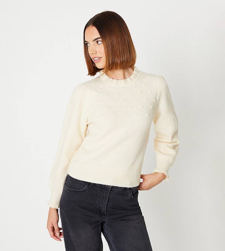 Lofty puff sleeve hot sale crew sweater