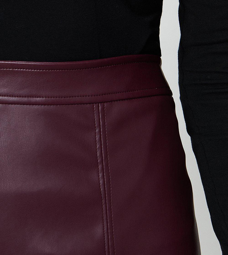 Burgundy Leather Skirt Oasis Buy Oasis Faux Leather Seam Detail