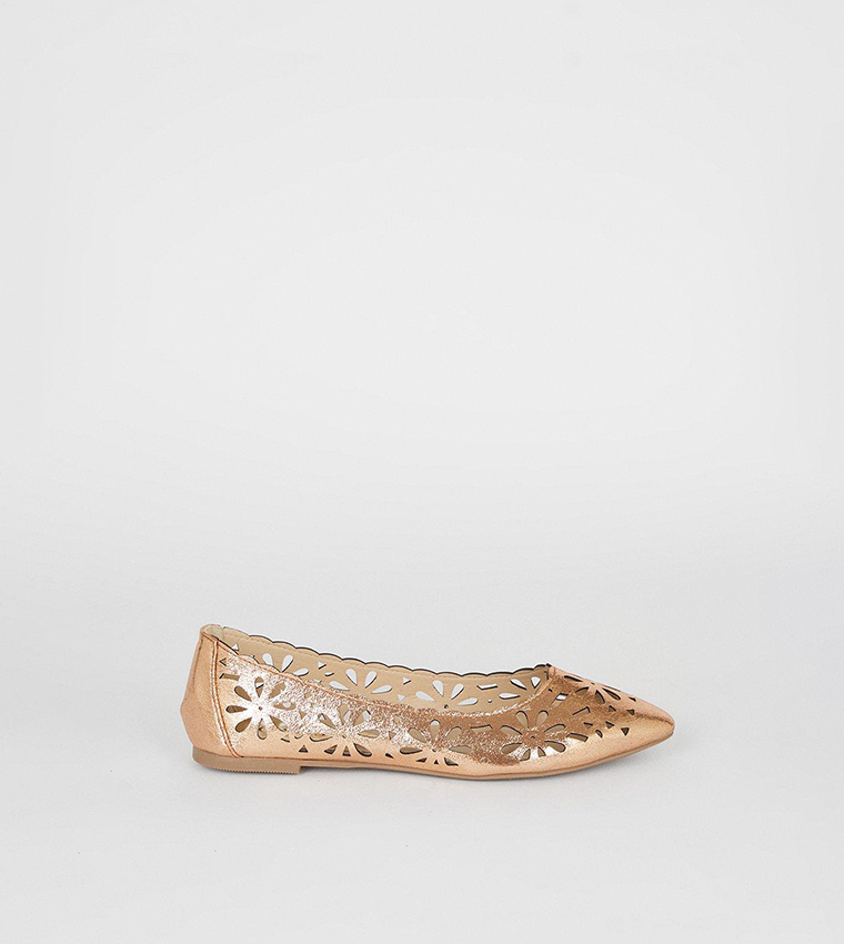 Buy Oasis Shimmer Cut Out Pointed Ballet Flats In Rose 6thStreet