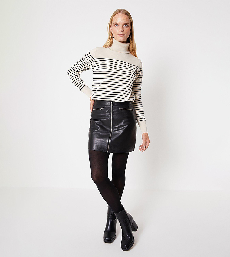 Buy Oasis Real Leather Zip Pocket Pelmet Skirt In Black 6thStreet Oman
