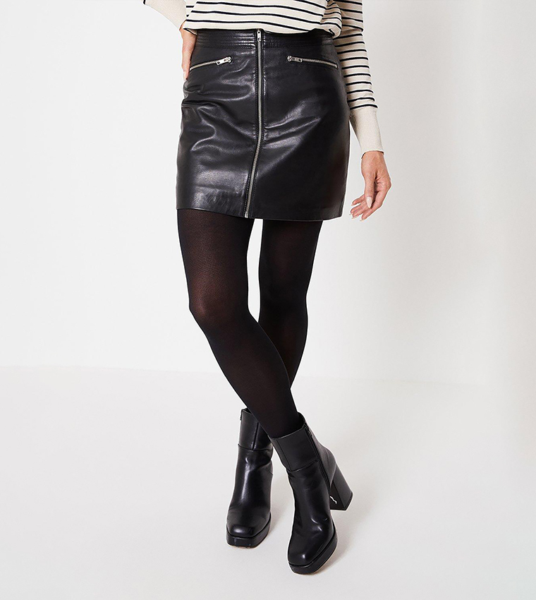 Buy Oasis Real Leather Zip Pocket Pelmet Skirt In Black 6thStreet Bahrain