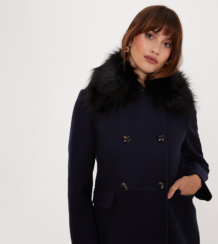 Dolly coat with on sale faux fur collar