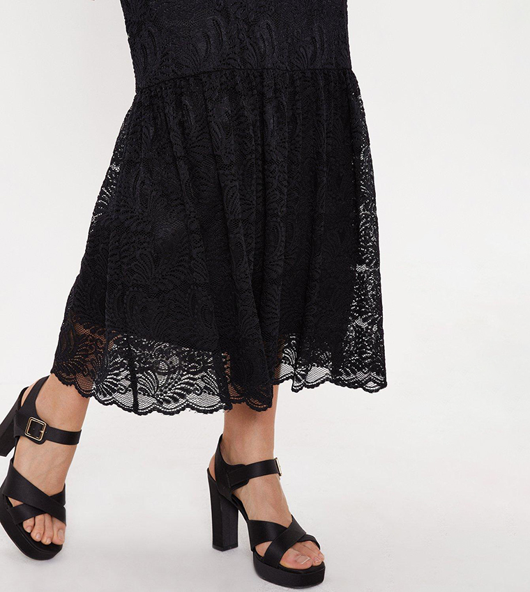 Buy Oasis Scallop Edge Midi Skirt In Black 6thStreet Qatar