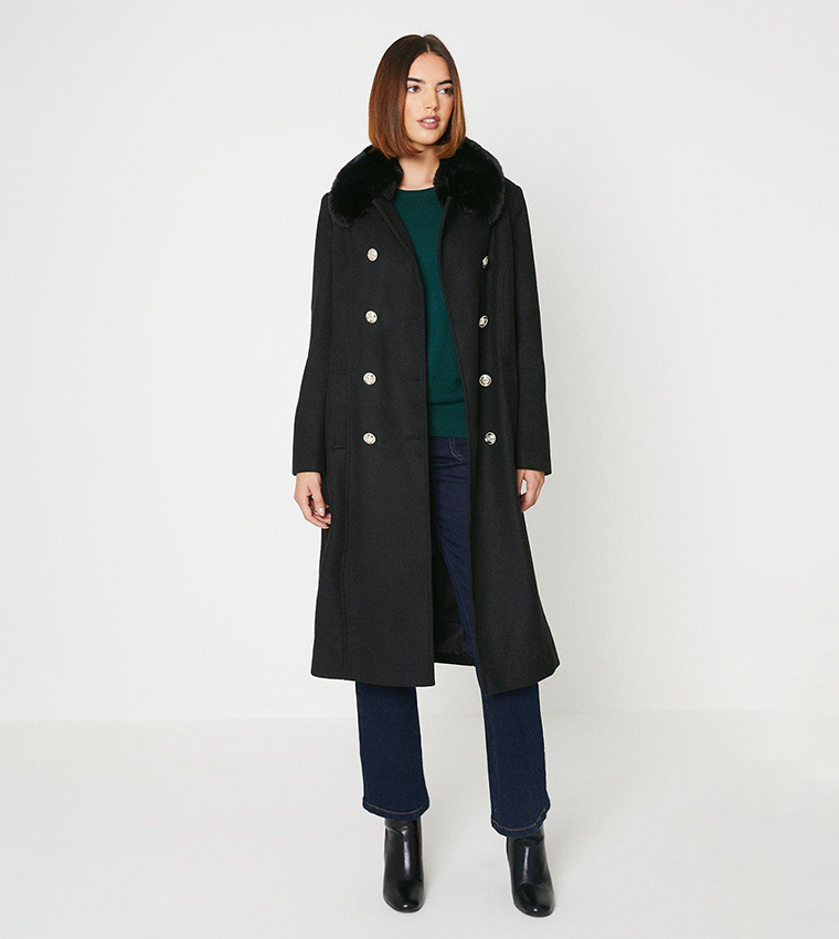 Oasis black fur outlet coat